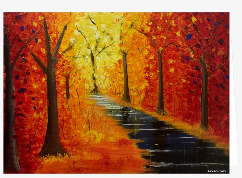 Fall Walk Greeting Card Original Art Acrylic Painting - Art, transparent png download