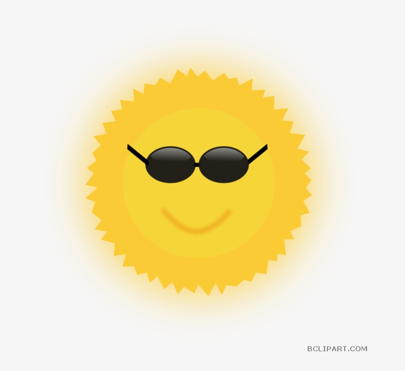 Smiling Sun With Sunglasses Clipart - Smiley, transparent png download