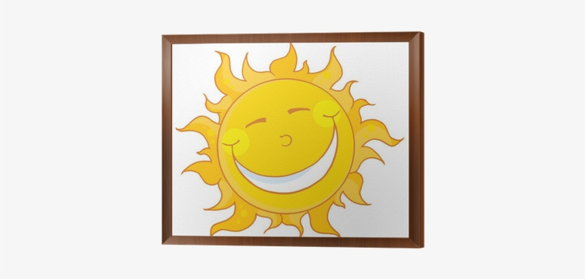 Smiling Sun Mascot Cartoon Character Framed Canvas - Sun And Ice Cream Cartoon, transparent png download