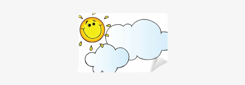 Smiling Sun Behind Cloud Cartoon Character Wall Mural - Cartoon, transparent png download