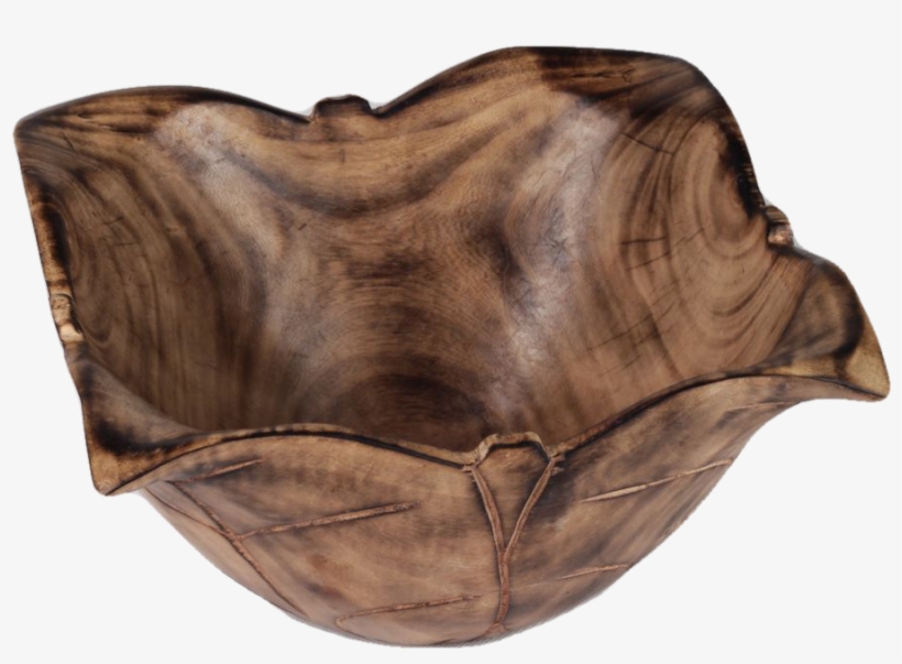 African Cabbage Leaf Shaped Wooden Salad Bowl - Bag, transparent png download