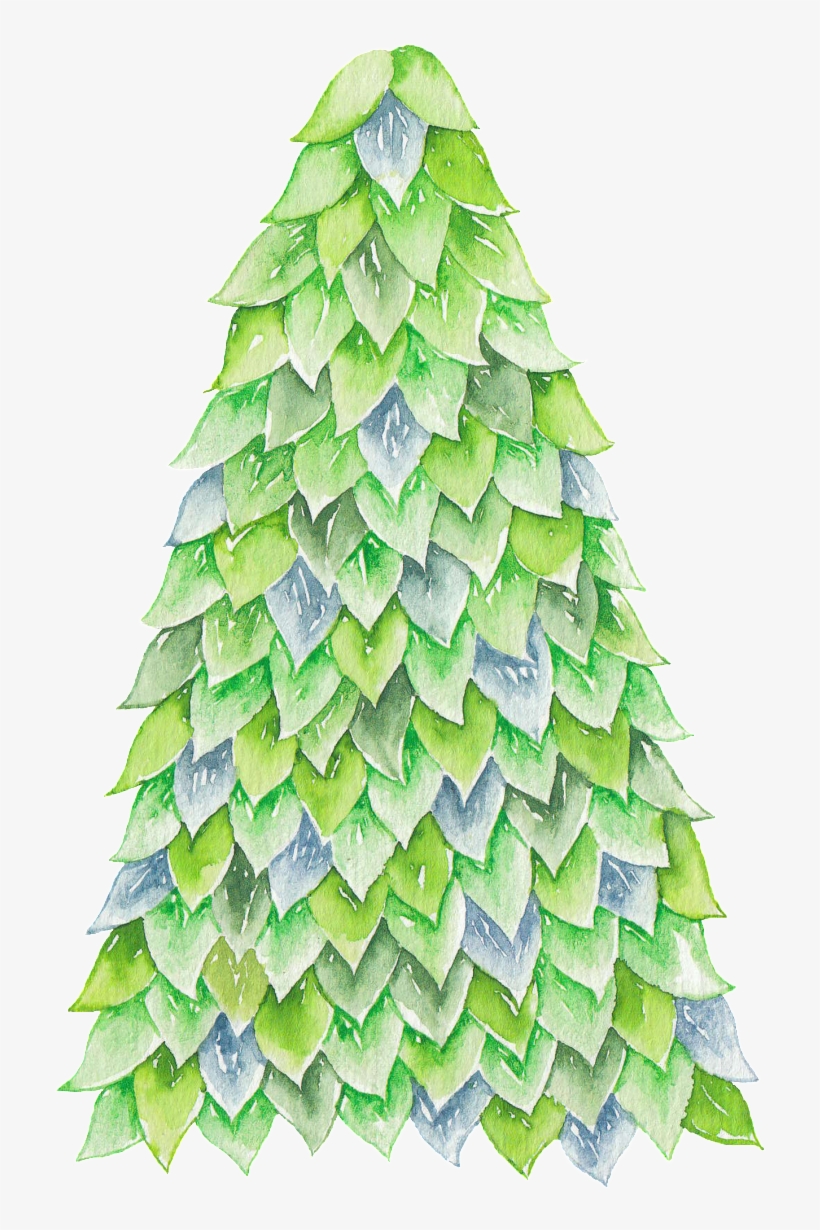 Hand Painted Realistic Gradient Pine Png Transparent - Christmas Tree, transparent png download