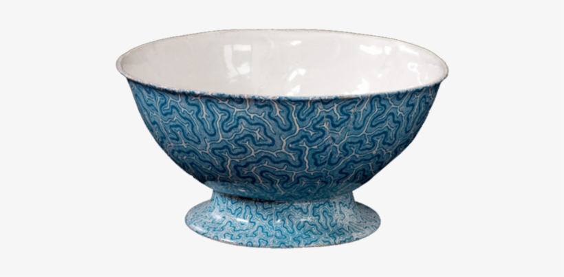 Blue Coral Salad Bowl, White Interior - Ceramic, transparent png download