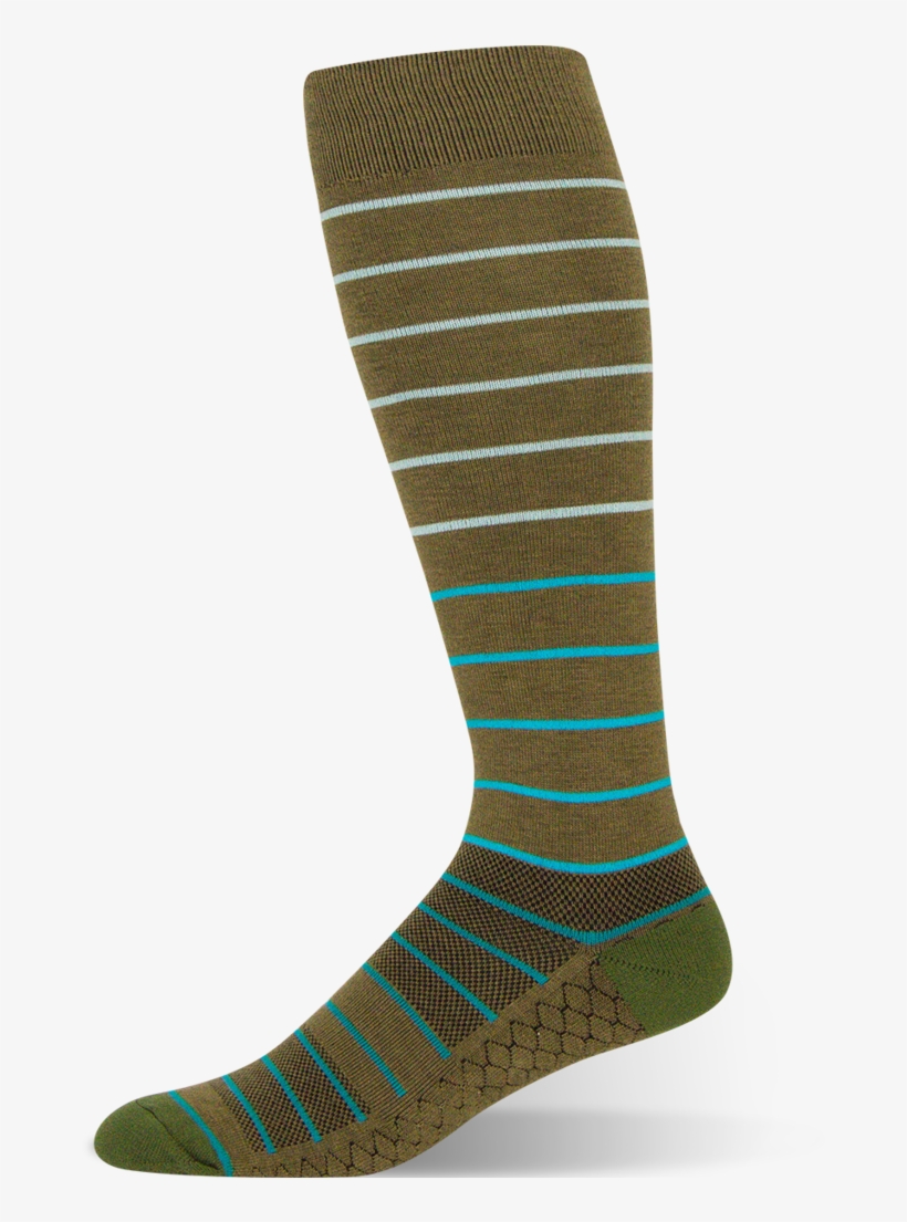 Olive Green Striped Sock - Sock, transparent png download