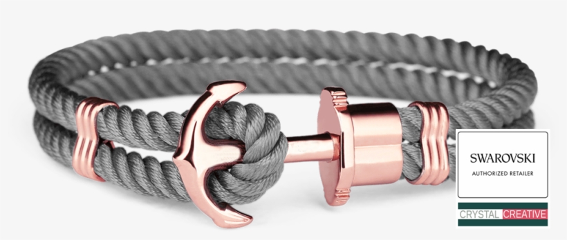 Diy Stainless Steel Rose Gold Anchor Bracelet Grey - Paul Hewitt Phrep Rose Gold Anchor Grey Nylon Jewellery, transparent png download