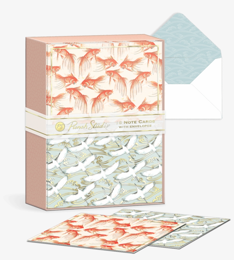 Punch Studio E8 Boxed 16-ct Note Card Duo Set Koi & - Craft, transparent png download