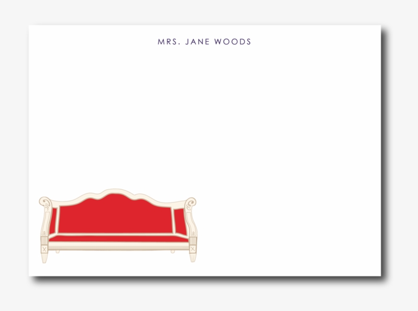 Personalized Notecards Century Gothic / Red Sofa Notecard - Pillow, transparent png download