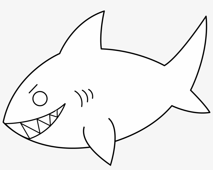 Colorable Shark Line Art - Animal Picture Black And White Outline, transparent png download