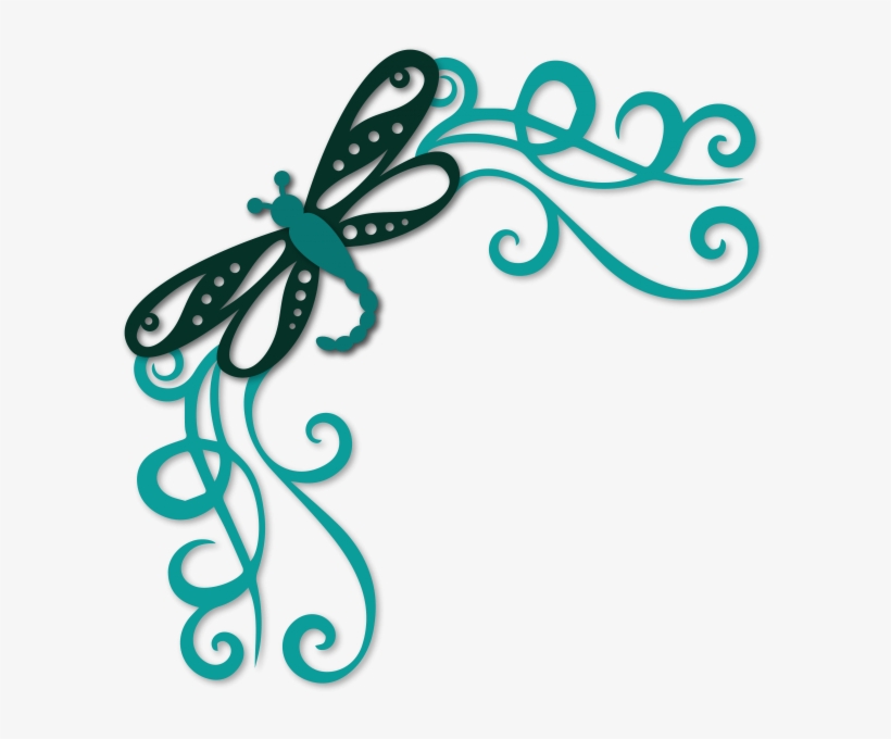 Flourished Dragonfly Corner - Scrapbook Design About Music, transparent png download