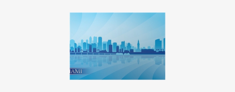 Miami City Skyline Silhouette Background Poster • Pixers® - Silhouette, transparent png download