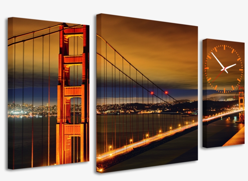 Horloge Tableau Design Golden Gate Ii 95x60 Cm (total), transparent png download