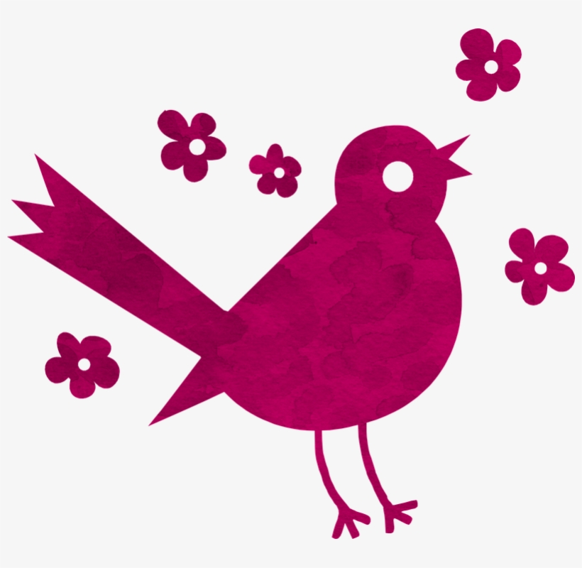 Bird, Silhouette, Pattern, Texture, Pink, Flowers - Pink Song Bird Pillow Case, transparent png download