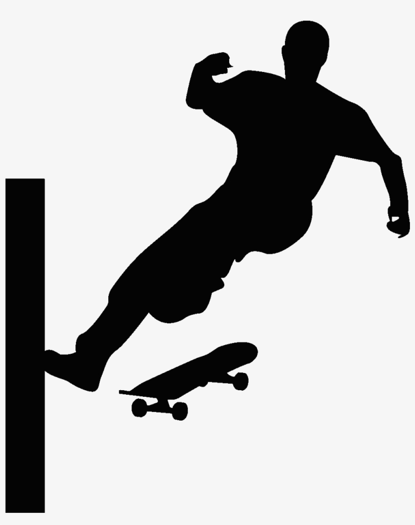 Sticker Silhouette Joueur De Skateboard Ambiance Sticker - Parkour Clip Art, transparent png download