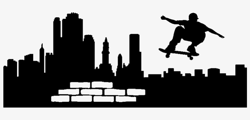 Sticker Rue De New York Patin Ambiance Sticker Ny Streetskate - Roommates Chalkboard Skater Wall Stickers, transparent png download
