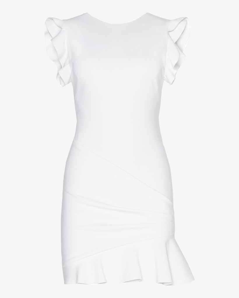 Emilio Pucci White Ruffled Stretch Wool-crepe Mini - Blouse, transparent png download