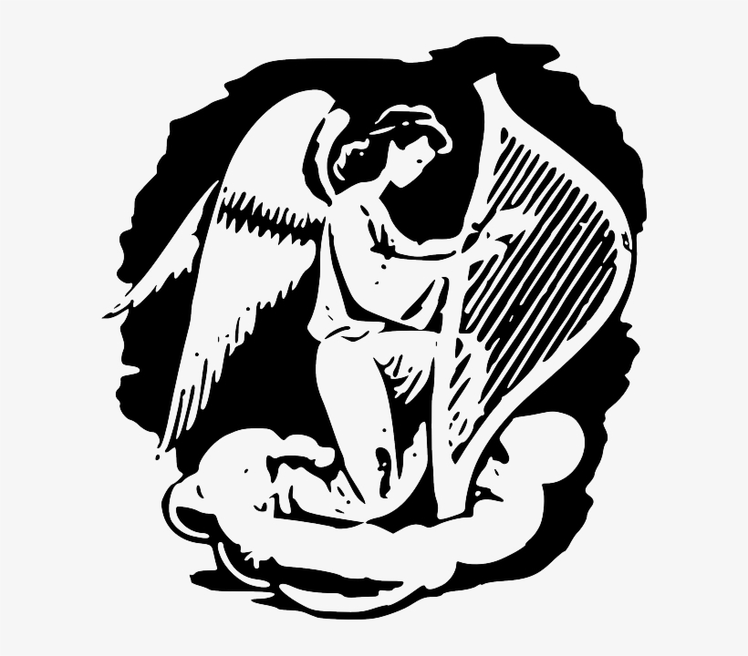 Angel Playing The Harp, Angel, Harp, Heavenly Being - Angel Playing Harp, transparent png download