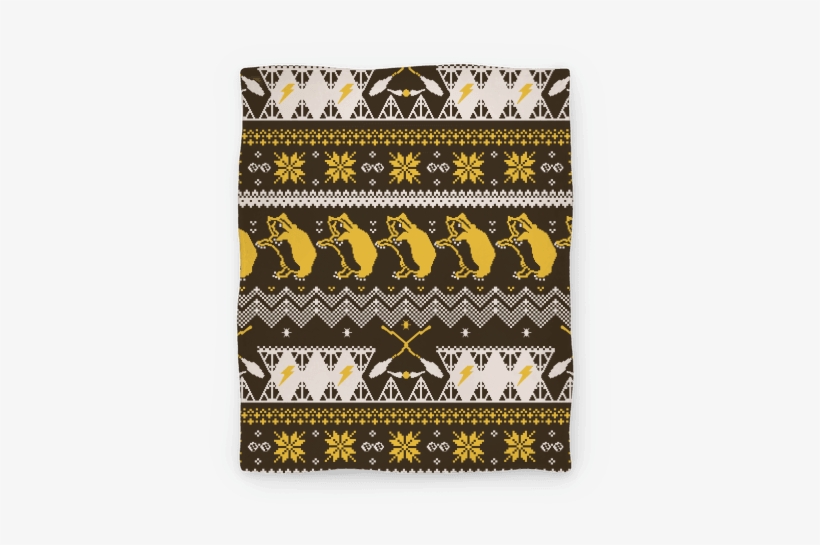 Hogwarts Ugly Christmas Sweater Pattern - Hufflepuff Blanket, transparent png download