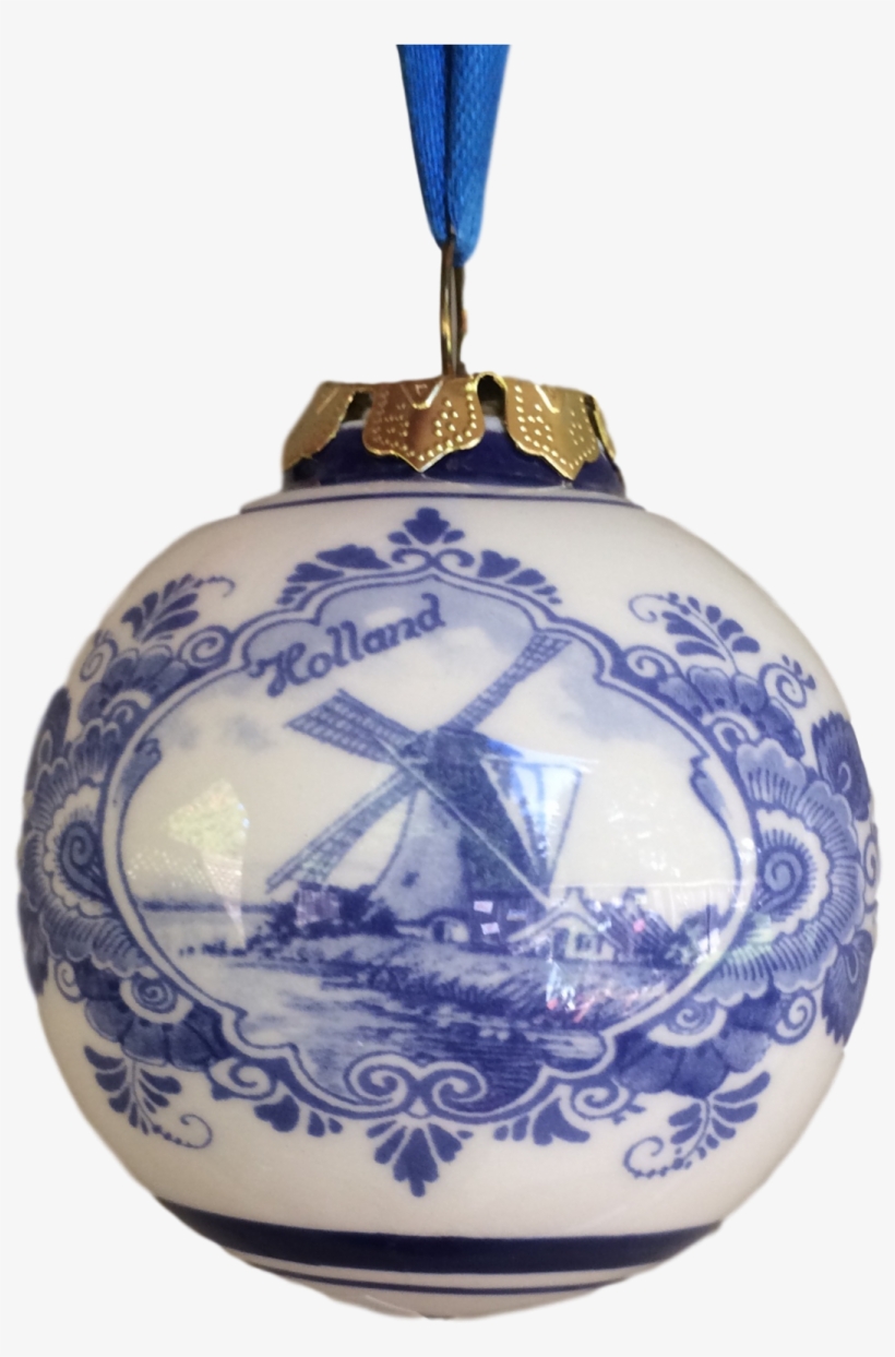 Kerstbal Delfts Blauw Windmolen Groot, transparent png download