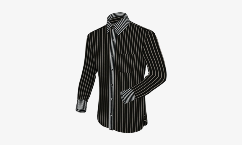 Mens Black And White Striped Shirts With French Collar - Shirt, transparent png download