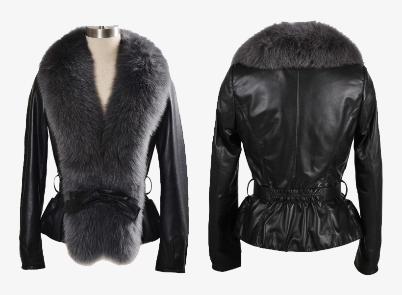 Download Png Image Report - Leather Jacket With Fur Women, transparent png download
