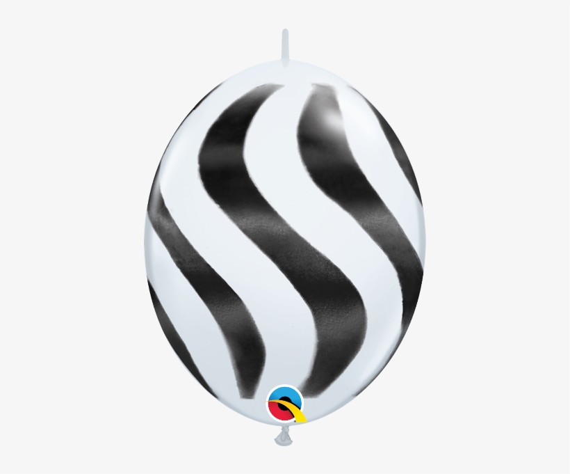 Black & White Striped Wavy Quick Link 12" Latex Balloons - 12 Inch Wavy Stripes Black & White Quicklink Balloons, transparent png download