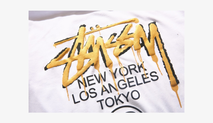 Stussy Gold Logo T-shirt - Gold, transparent png download