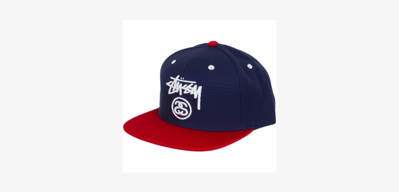 Stussy Classic Logo Script Snapback Hat Navy Red 1 - Stüssy Schwarz, transparent png download