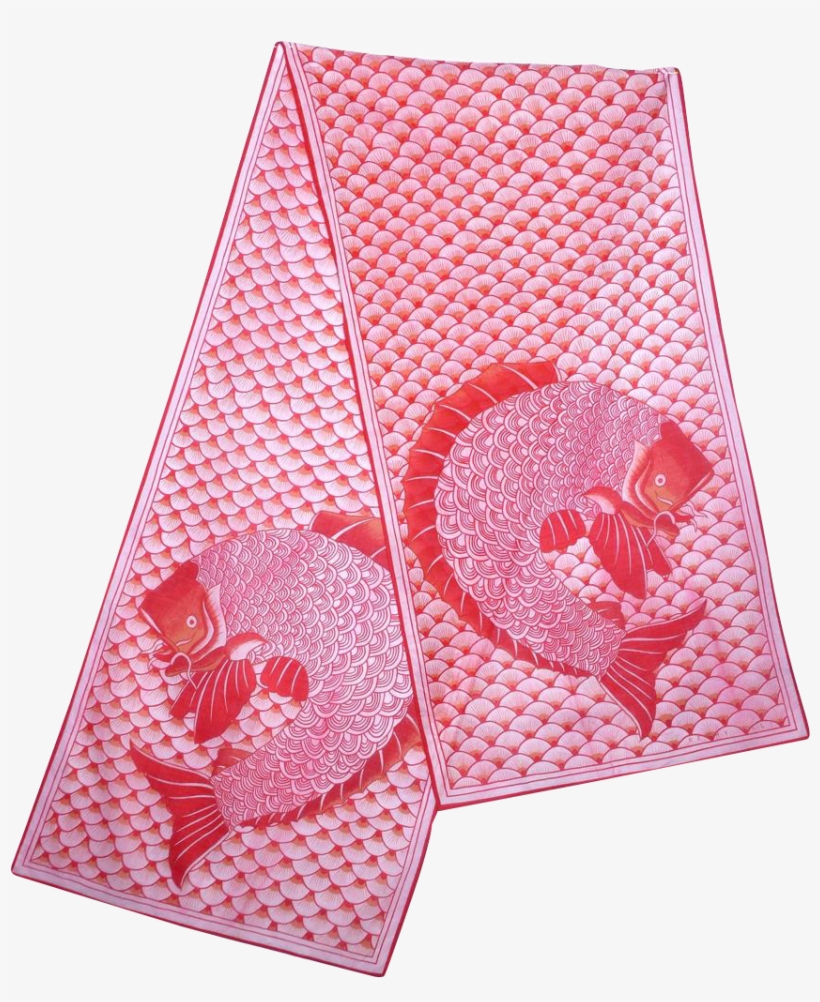 1990s Perry Ellis Koi Fish And Fish Scale Print Cotton - Perry Ellis, transparent png download