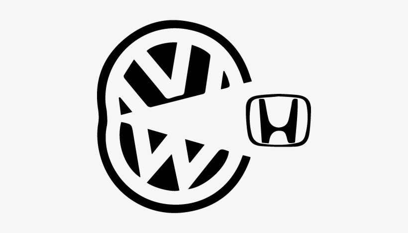 Vw Pac-man Eating Honda Vinyl Sticker - Volkswagen Eating Honda Sticker, transparent png download
