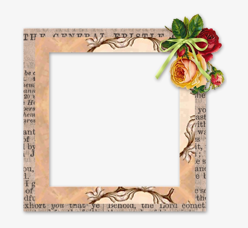 Scrapbook, Element, Frame, Tag, Cluster, Flowers - Red And Yellow Roses Reversed Tile Coaster, transparent png download