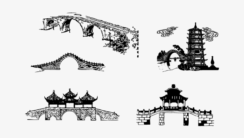 Chinese Traditional Architectural Arch Bridge Vector - Vector Graphics, transparent png download