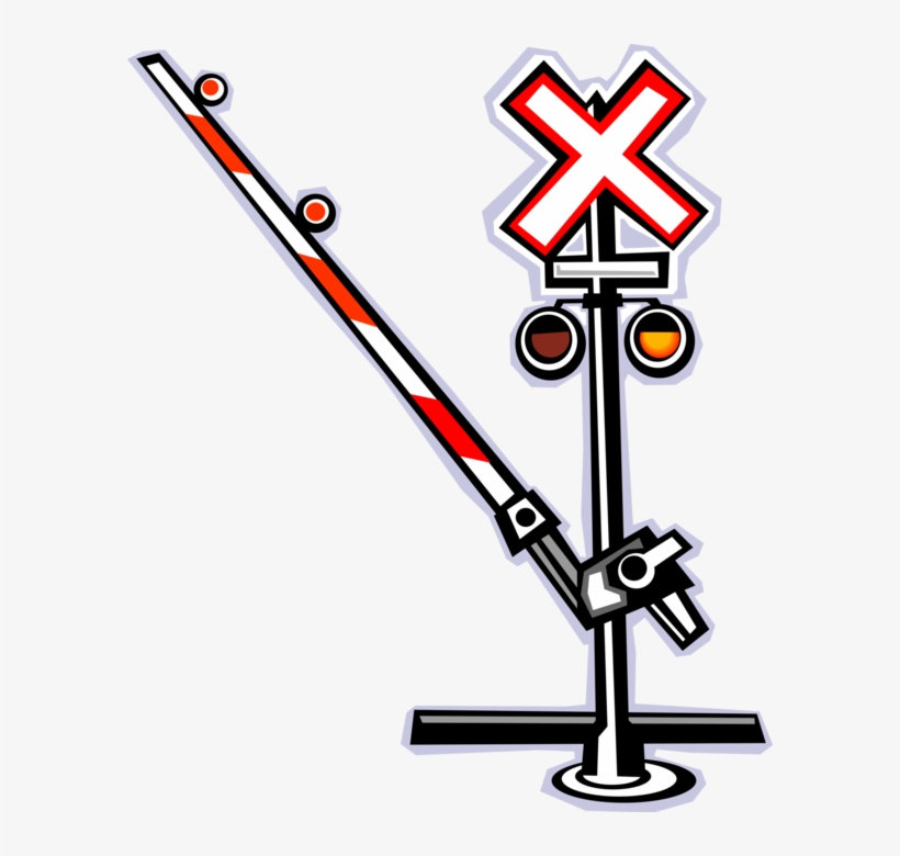 Vector Illustration Of Railroad Rail Transport Speeding - Railroad Crossing Clipart Png, transparent png download