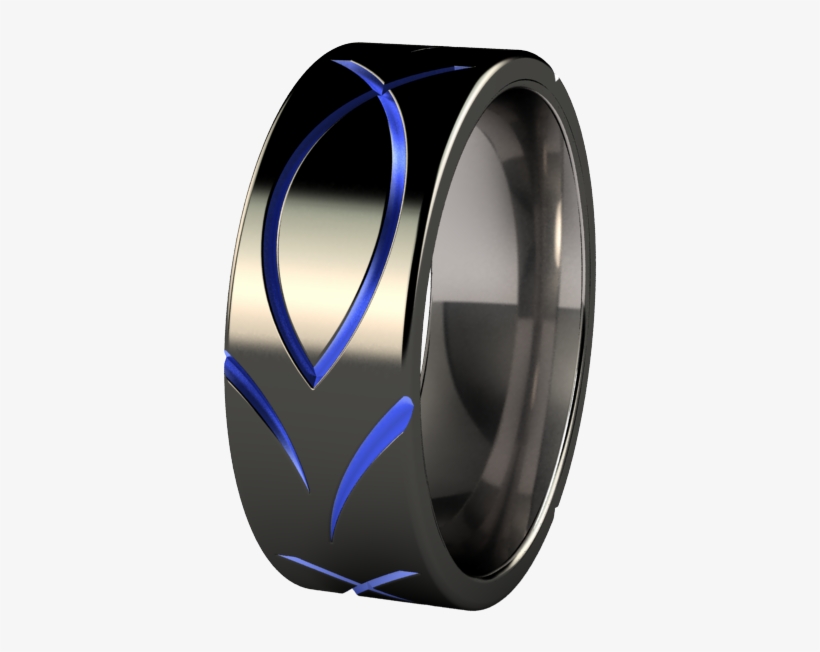 Ichthus Black And Colored - Dark Grey Titanium Ring, transparent png download