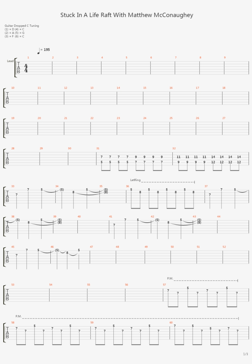 Stuck In A Life Raft With Matthew Mcconaughey吉他谱 - Sheet Music, transparent png download