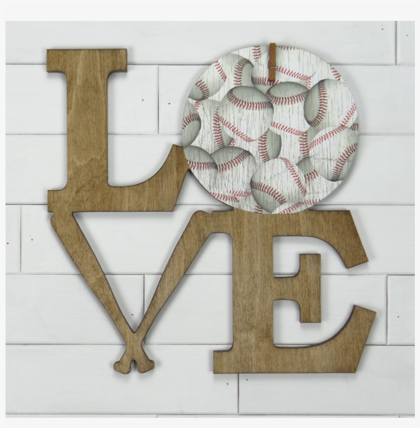 Wooden Stacked Love Sign W Baseball Bats - Decal, transparent png download
