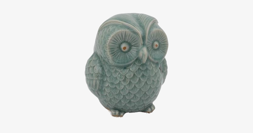 A Ceramic Owl - Novica Sweet Blue Owl Celadon Ceramic Figurine, transparent png download