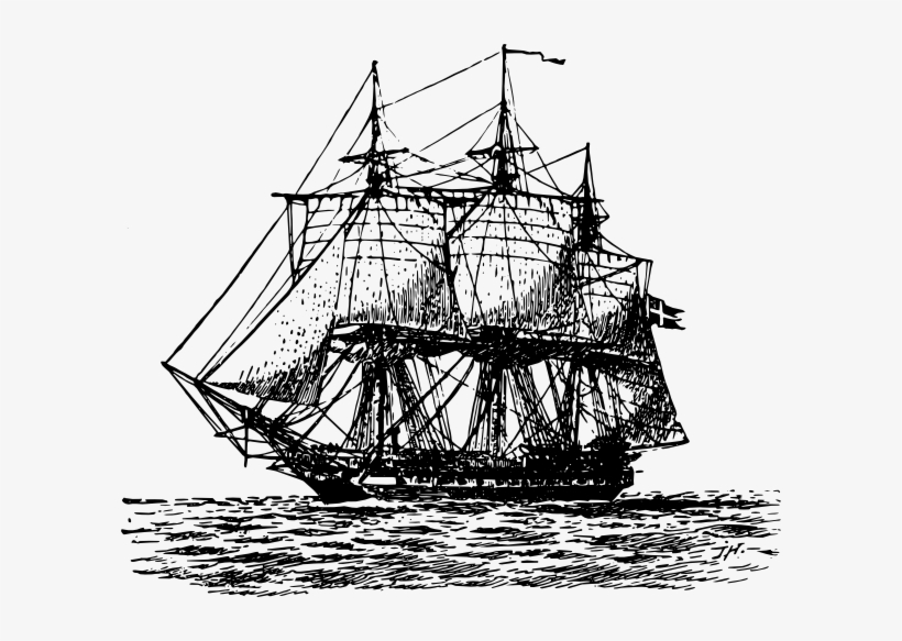 Old Ship Drawing Drawing Reconstructing Hms - Old Ship Clip Art, transparent png download