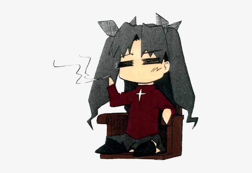 347kib, 492x500, 1406833173475 - Tohsaka Rin Smoking Car, transparent png download