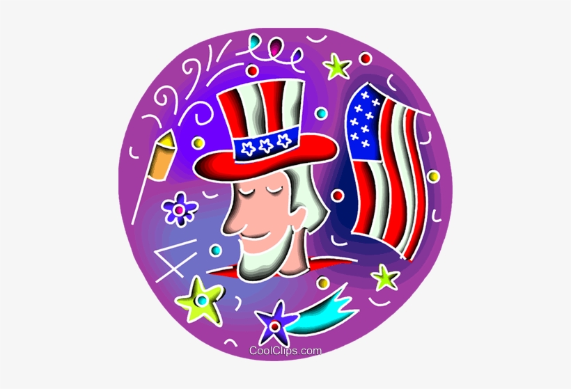 Uncle Sam With Flag And Fireworks Royalty Free Vector - Uncle Sam, transparent png download
