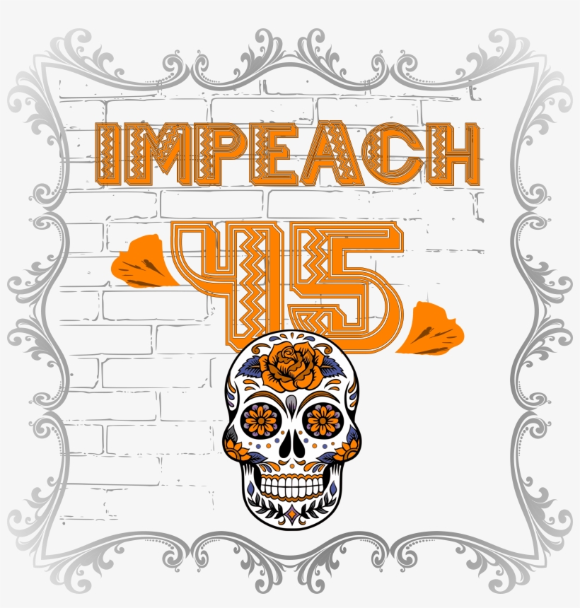 Anti Trump Impeach 45 Dia De Los Muertos Skull Border - Yellow Rose Sugar Skull Throw Blanket, transparent png download