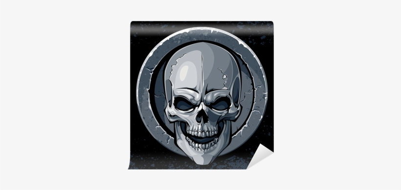 Skull In Stone Textured Circle Border On Dark Background - Skull Medal, transparent png download