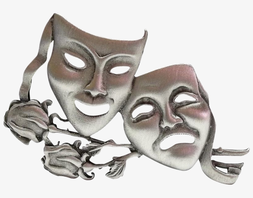 Comedy Tragedy Mask Jonette Pin Brooch - Great Horned Owl, transparent png download