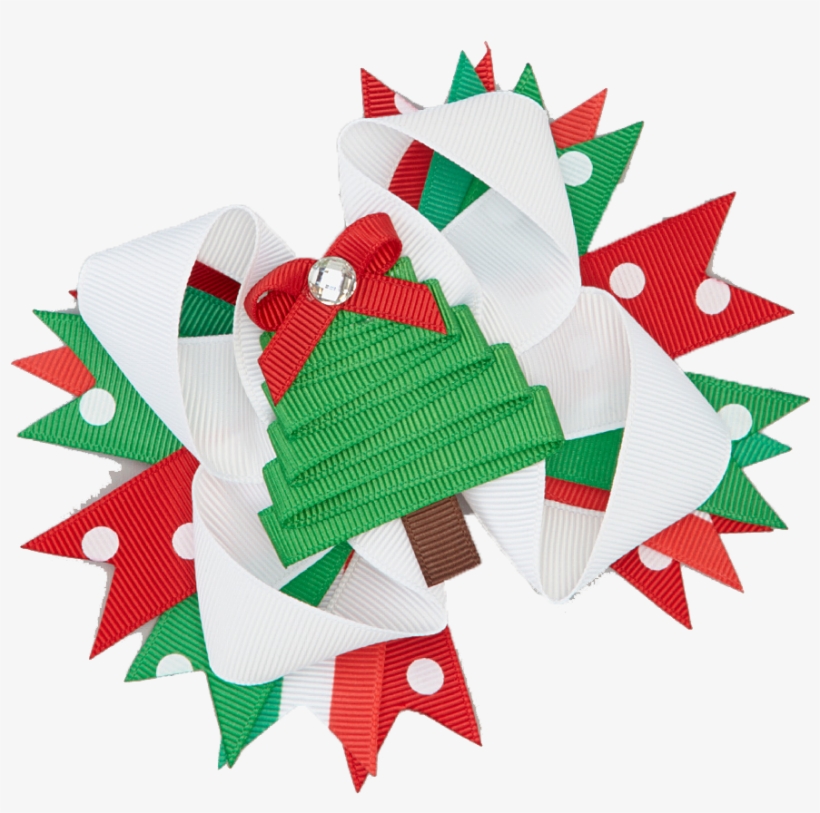Red & Green Christmas Tree Boutique Bow - Craft, transparent png download