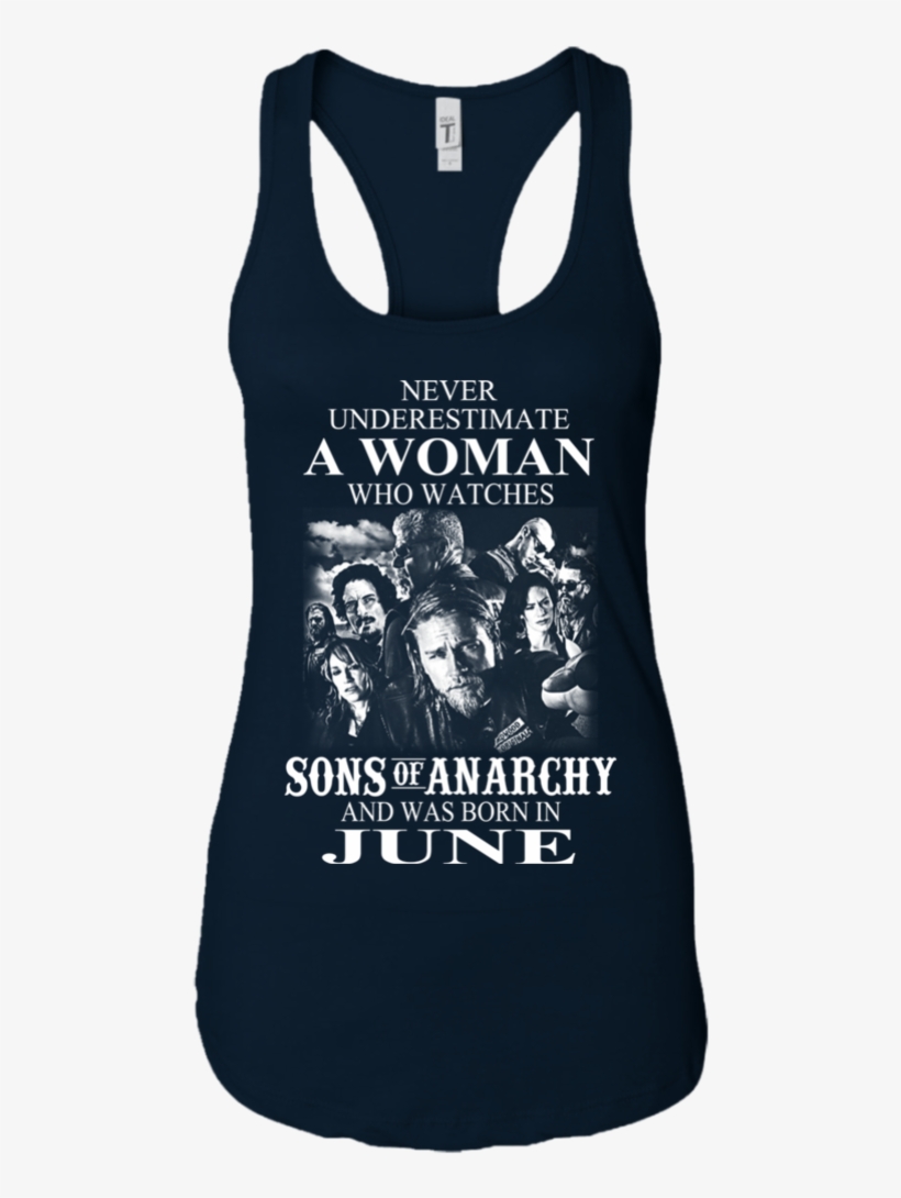 Never Underestimate A Woman Who Watches Sons Of Anarchy - Walking Dead Woman Shirt, transparent png download