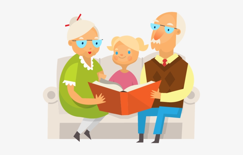 Clip Art Grandparents Reading, transparent png download
