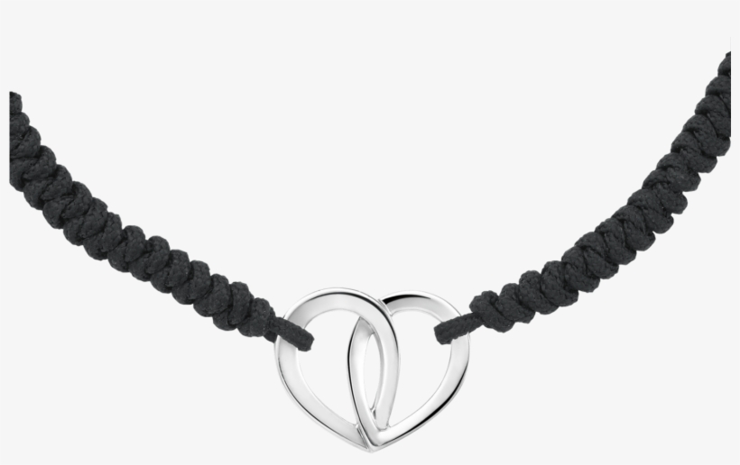 Black Cord And Sterling Silver Heart, Montblanc Emblem - Montblanc Women's Black Bracelet, transparent png download
