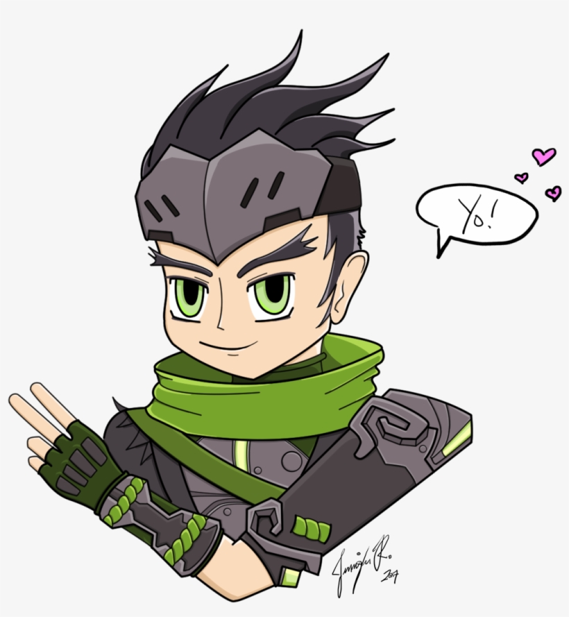 Ow Sparrow Genji Colored Green Eyes Cropped - Color, transparent png download