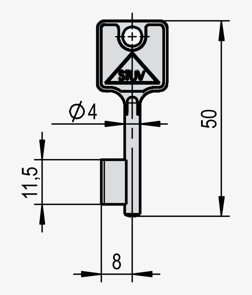 Key Blank, Stamp Stuv, Length 50 Mm - Diagram, transparent png download