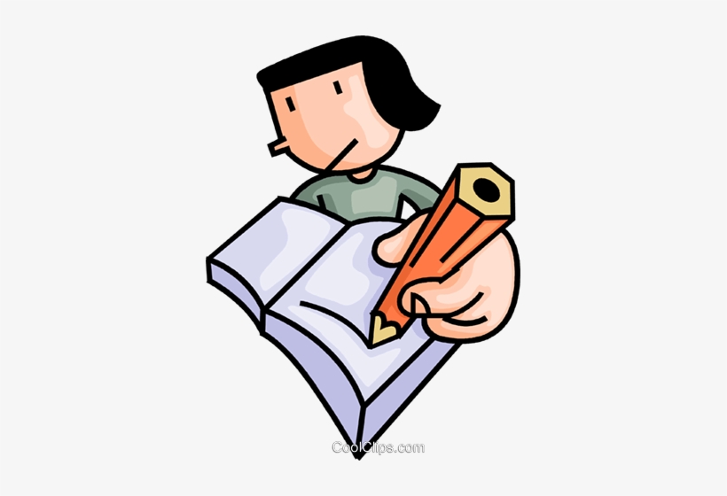 Girl Writing In Her Notebook Royalty Free Vector Clip - Writing In Notebook Clipart, transparent png download
