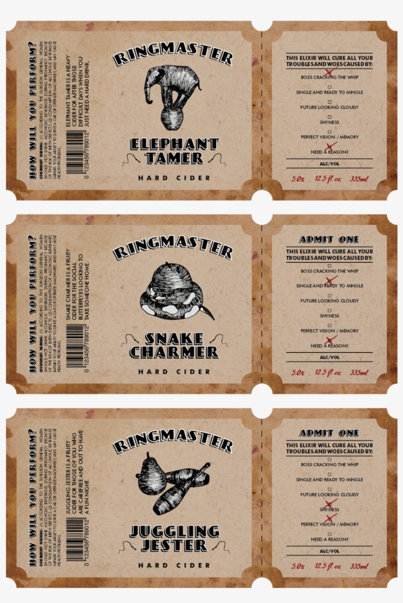 Ringmaster Cider Label X3, transparent png download